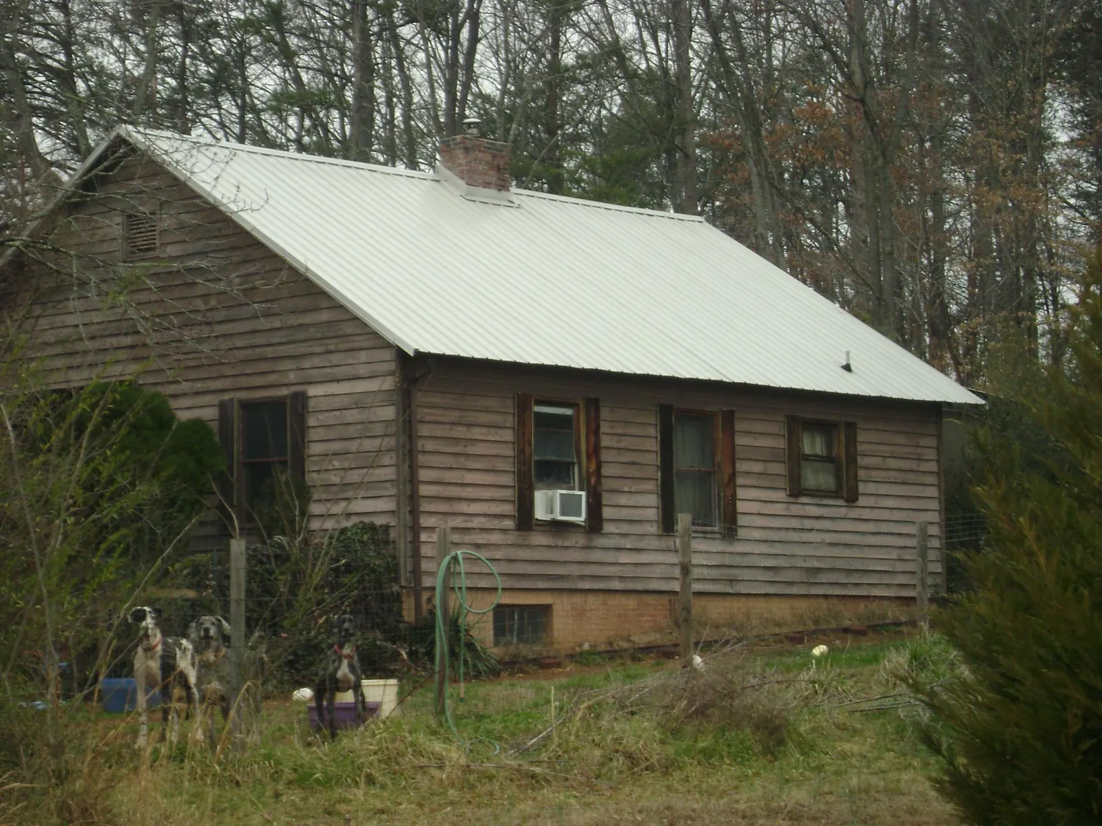 White metal roof on an old wood sided farmhouse, from a Asphalt Shingle Roof Repair job in Lyon Station